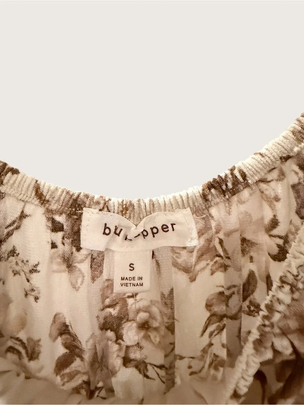 NWOT Blu Pepper Brown Floral Smocked Puff Sleeve Midi Dress Size S